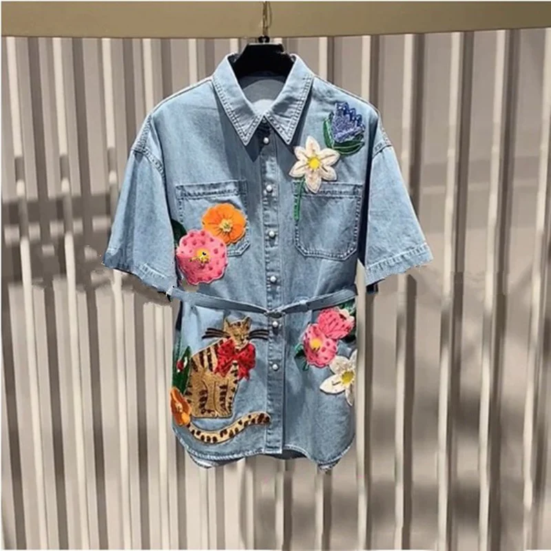 

2021 New Autumn Embroidery Ladies Coat High Quality Casual Loose Women Overcoat Fashion Elegant Cotton Female Outwear T830