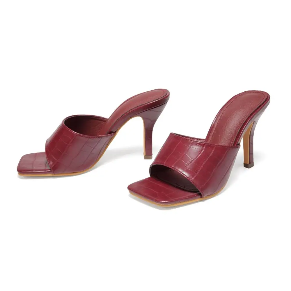 

Yuerui Fashion Heels Shoes European And American Office Women's Shoes Stone Pattern High-Heel Casual Sandals No Box PL00161