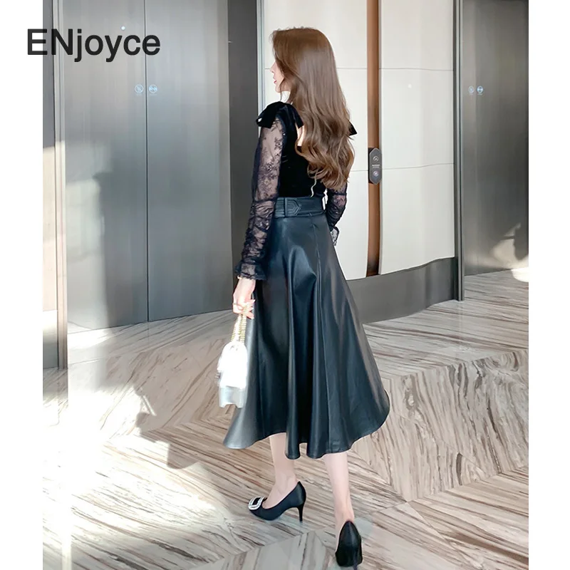 Осень-зима Новая Винтажная обувь из искусственной кожи PU цвета: черный юбка для