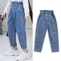 high waist jeans for girls 8 10 12 14 years teenage denim pants children spring school trousers oversize kids korean clothing 7