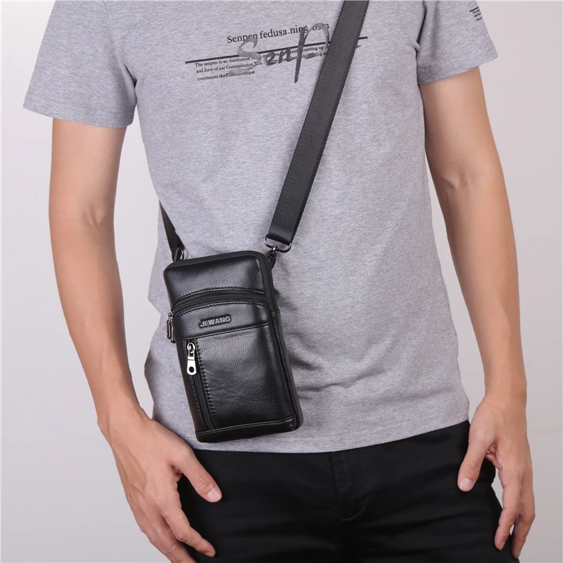 Мужская поясная сумка из натуральной кожи кошелек для карт мессенджер забавная