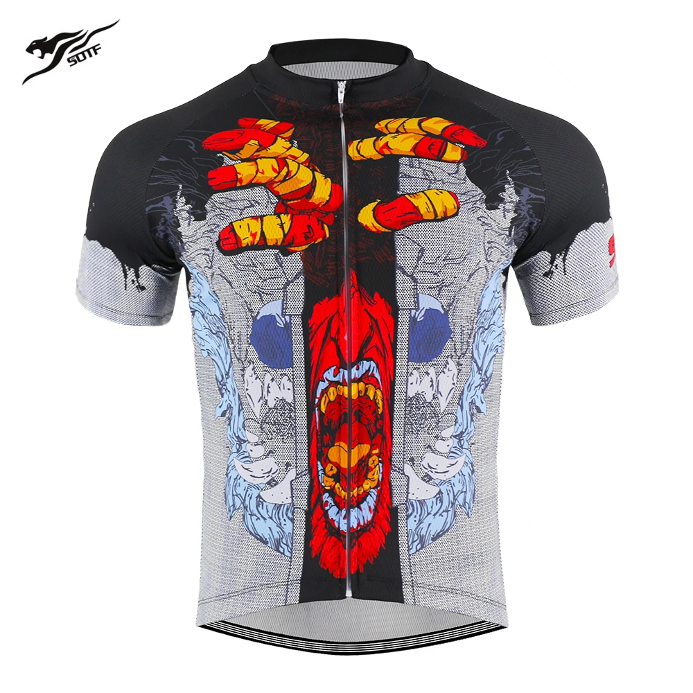 

SUOTF Roaring wolf head breathable Men Women Sport Summer retro cycling clothing mountain shirt mountain bike Cycling jersey