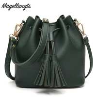 women shoulder bags new tassel handbag spring fashion bucket bag casual tote high quality pu leather crossbody bags