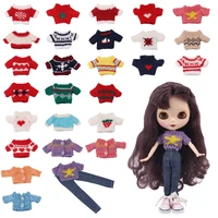 freeshiping 2set doll clothes sweaterjeans blythe doll clothes toy dress16 bjd 30 cm blythe doll for our generation toy gift