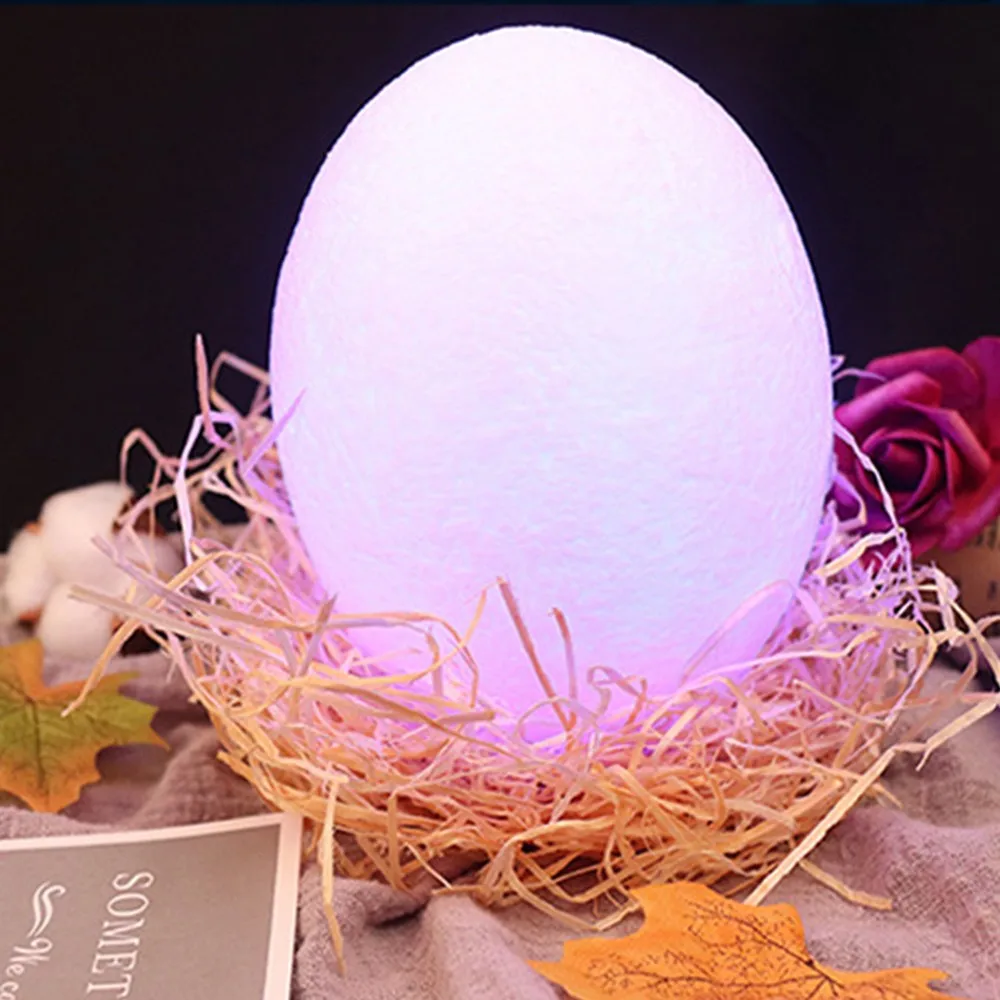 Remote Control 16 Colors Changing 3D Printing Dinosaur Egg Light Moon Night Lght Table Lamp Led Birthday Gift | Дом и сад