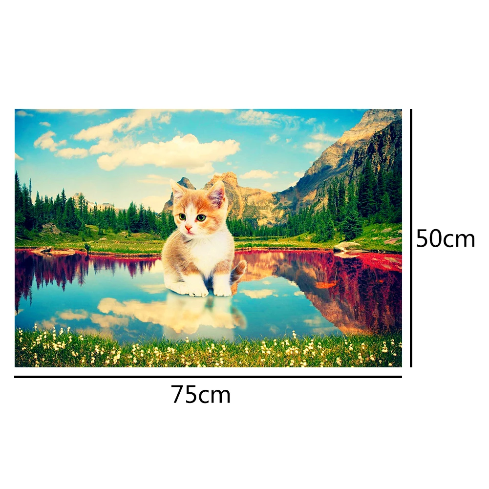 

1000 Cat on River Puzzle Pieces DIY Educational Learning Assembling Jigsaw Toys Children Portable Interactive Present