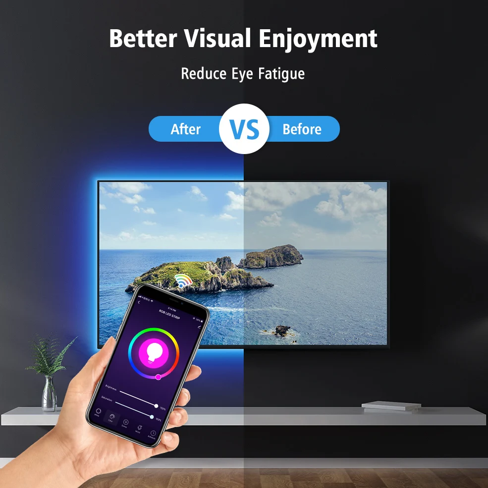 Wi Fi USB RGB Светодиодные ленты 50 см 1 м 2 3 4 5 Tuya Smart Life гибкий светильник ТВ Настольный