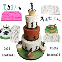 sports football baseball rugby golf fondant silicone mold diy chocolate decorating cake tool moulds