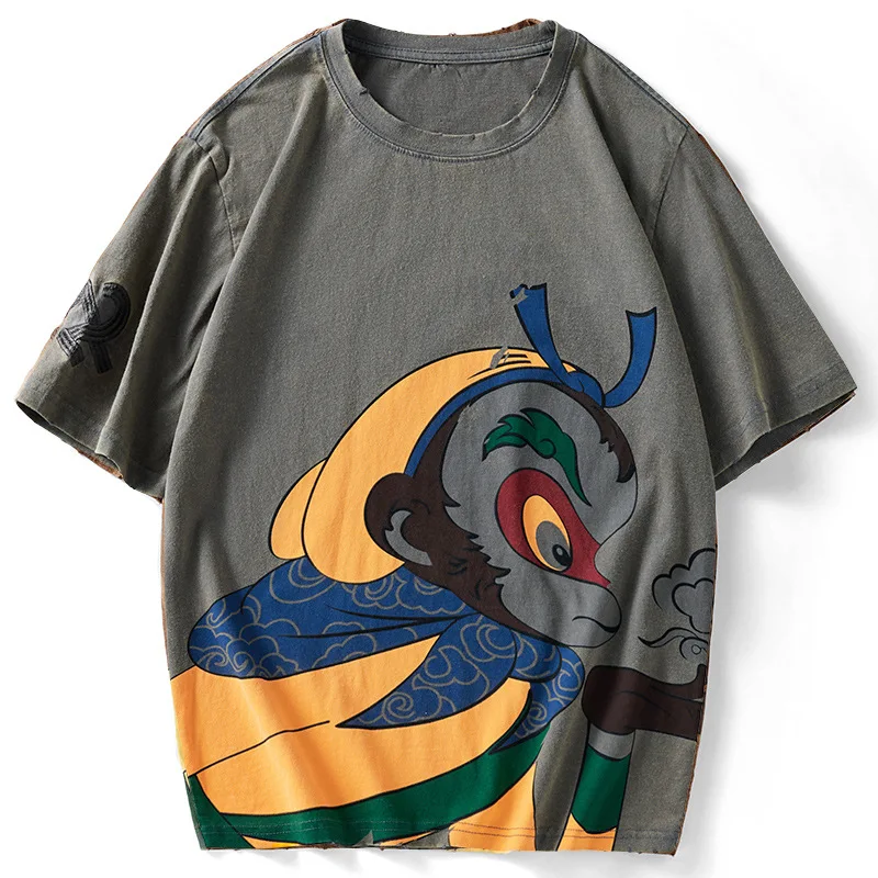 

Wimilous Men's T-shirt New Chinese Fashion insCouples Chinese Styles Trendy Print Short-Sleeve