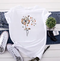 summer cotton women t shirt 5xl rooster dandelion print short sleeve graphic tee tops casual o neck female tshirt