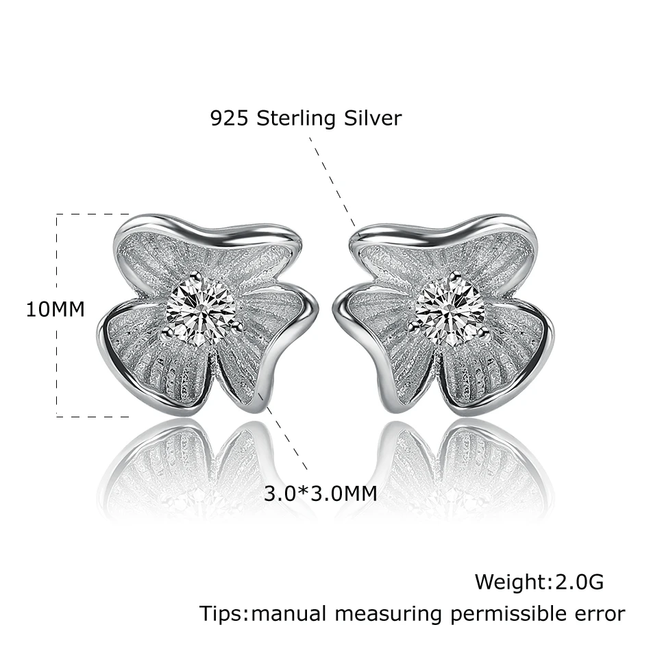 

925 Sterling Sliver Stud Earrings Lovely Flower For Women Girls Birthday Gifts Crystal CZ Ear Stud Elegant Delicate Fine Jewelry