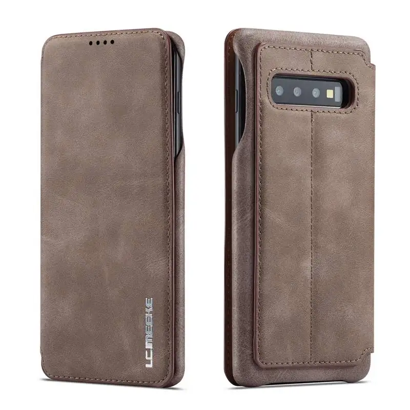 Coffee Роскошный защитный чехол-книжка из искусственной кожи чехол для samsung Galaxy Note 10 плюс 9 8 S8 S9 S10 плюс S10e S10 5G S7 край A50 A70 A30 A20 A40 Чехол-бумажник - Цвет: Coffee