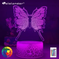 new beautiful butterfly 3d lamp 716 colors changing nightlight amazing visualization optical gifts for girls lovers table decor