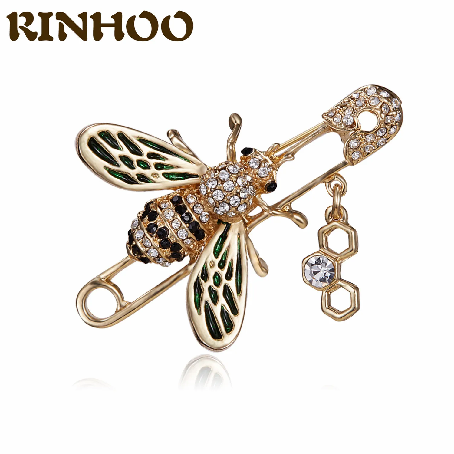 Брошь женская в форме пчелы Стразы золотого цвета брошь эмалированный штифт |