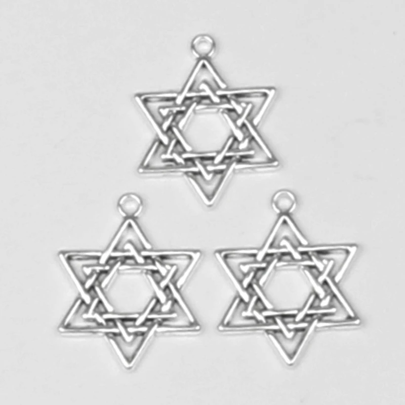 5 шт. 32*25 мм античная еврейская вера Маген Давид рандомное ожерелье браслет Звезда