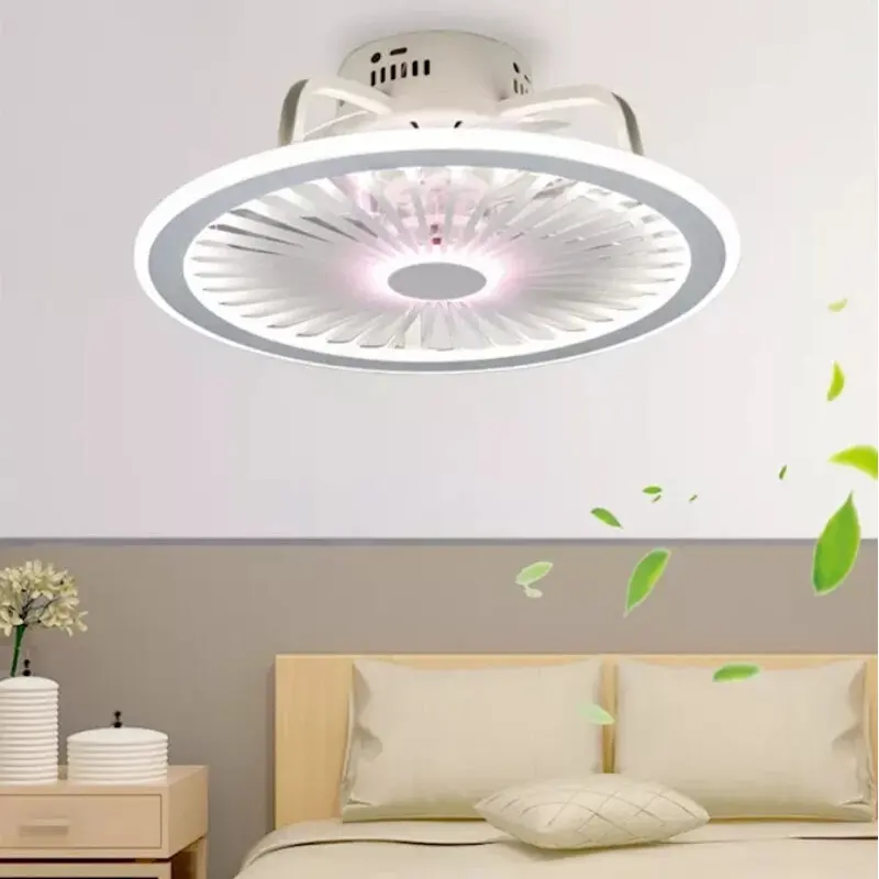 Lighting Intelligent Ceiling Fan Light Modern Design LED Creative Lamp Bedroom Study Restaurant Three Color Remote Controller