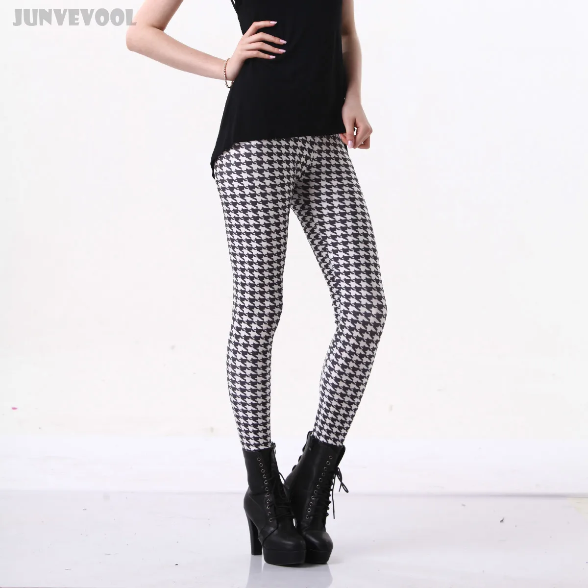 Леггинсы женские леггинсы брюки черно белые в сетку с принтом кота лоскутные