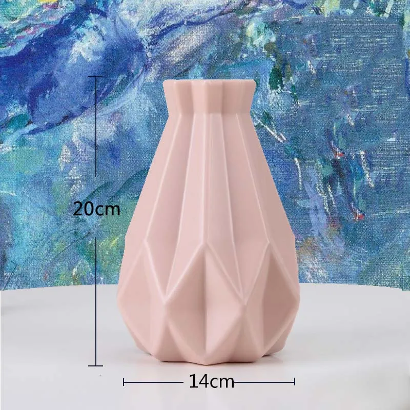 3505-Pink Оригами пластиковая ваза молочно-белая имитация керамического цветочного горшка Цветочная корзина Цветочная ваза для украшения интерьера скандинавские украшения - Цвет: 3505-Pink