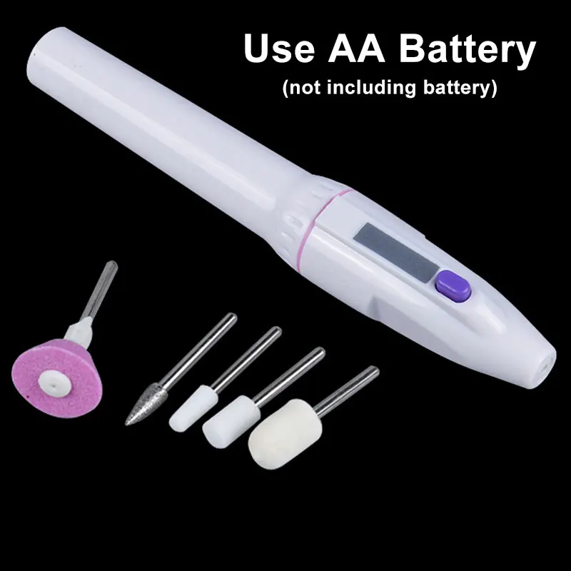 use battery Профессиональный электрический набор для маникюра, маникюрный маникюр с полировкой, электрическая ручка для маникюра, Педикюр с 6 битами, инструменты для маникюра - Цвет: use battery