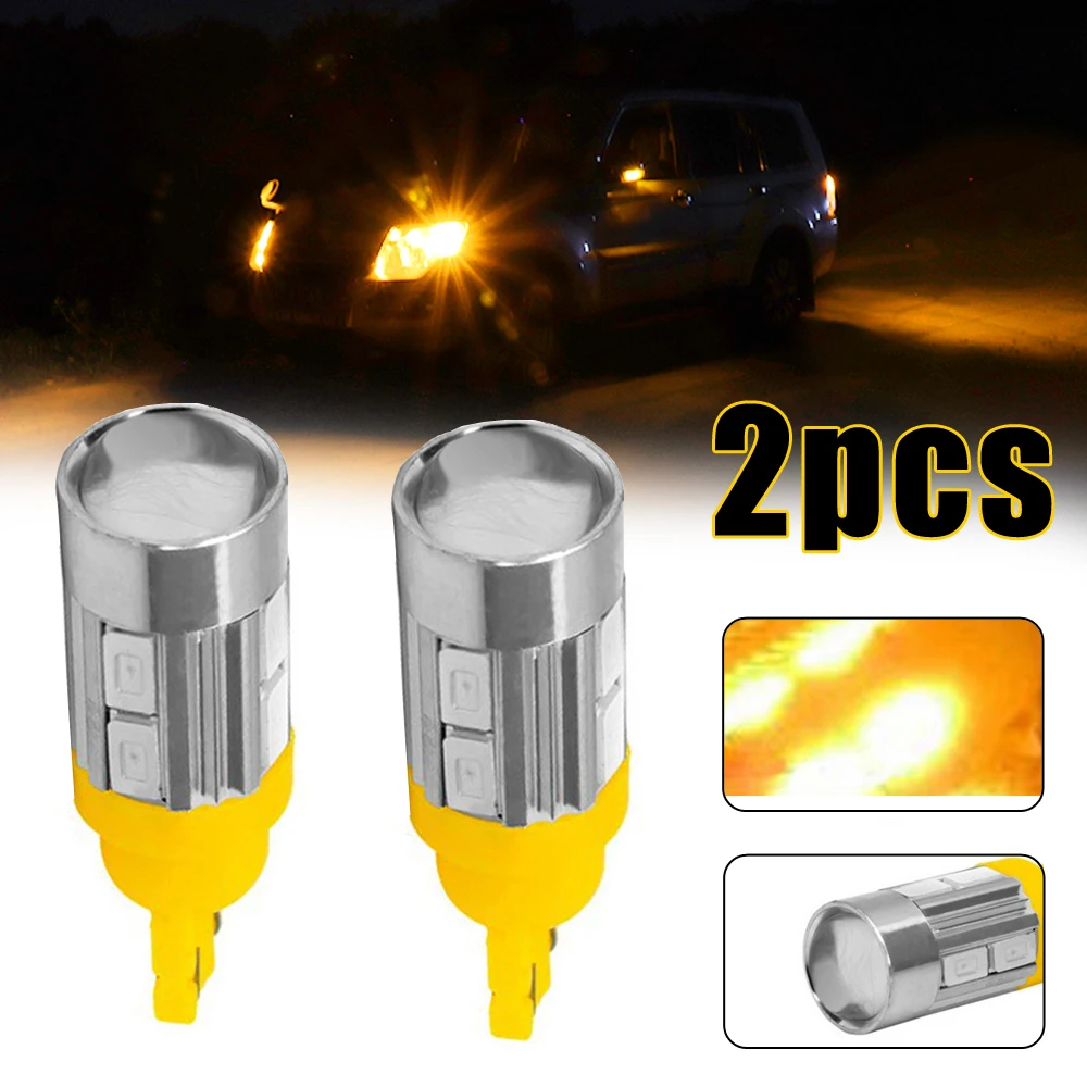 

2Pcs DC12V T10 158 194 168 W5W 5730 10 smd led Car Light Bulb Lamp super Amber / Yellow Car Accessories 35mm x 12mm