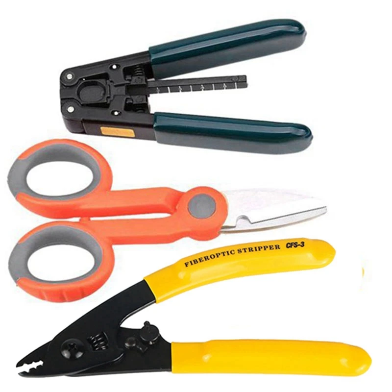 

3 пакеты набор инструментов для оптического волокна ножницы двойное отверстие обжимные клещи для зачистки проводов и зачистки волоконно-оп...