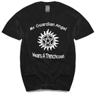 Новое поступление, Мужская футболка, летняя новая футболка сверхъестественное, Кастиэль, мой ангел хранитель, хлопковая черная футболка, Мужская хлопковая футболка