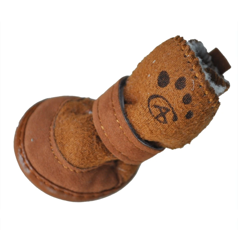

Brown Hook Loop Closure Booties Pet Dog Chihuahua Shoes Boots 2 Pair S
