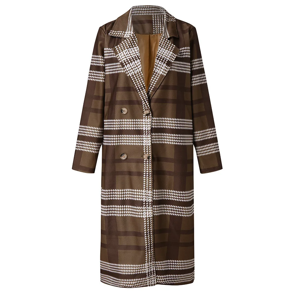 Manteau femme зимнее пальто для женщин с длинным рукавом в клетку на пуговицах длинное пальто шаль ветровка, длинное пальто ropa mujer chaqueta