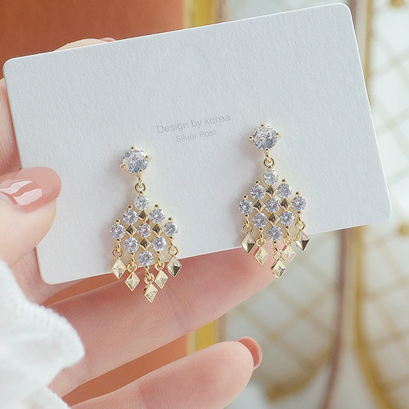 

New Luxury Creative Rhinestone Crystal Long Tassel Earrings for Women Bridal Drop Dangling Earrings Party Wedding Jewelry Gifts