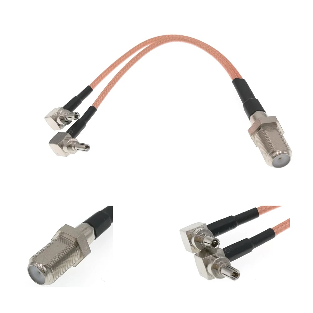 F Type Jack Female to 2 CRC9 Male RA Connector RF Pigtail Y Extension RG316 Cable 16CM | PC Hardware Cables &amp Adapters