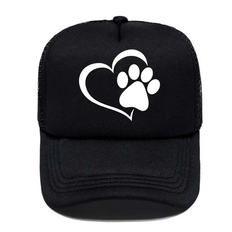 

1PCS Mesh Cap Custom Logo Hat Colored Love Cat Paw Wholesale Men Women Simple Casual Black White Purple Mesh Cap