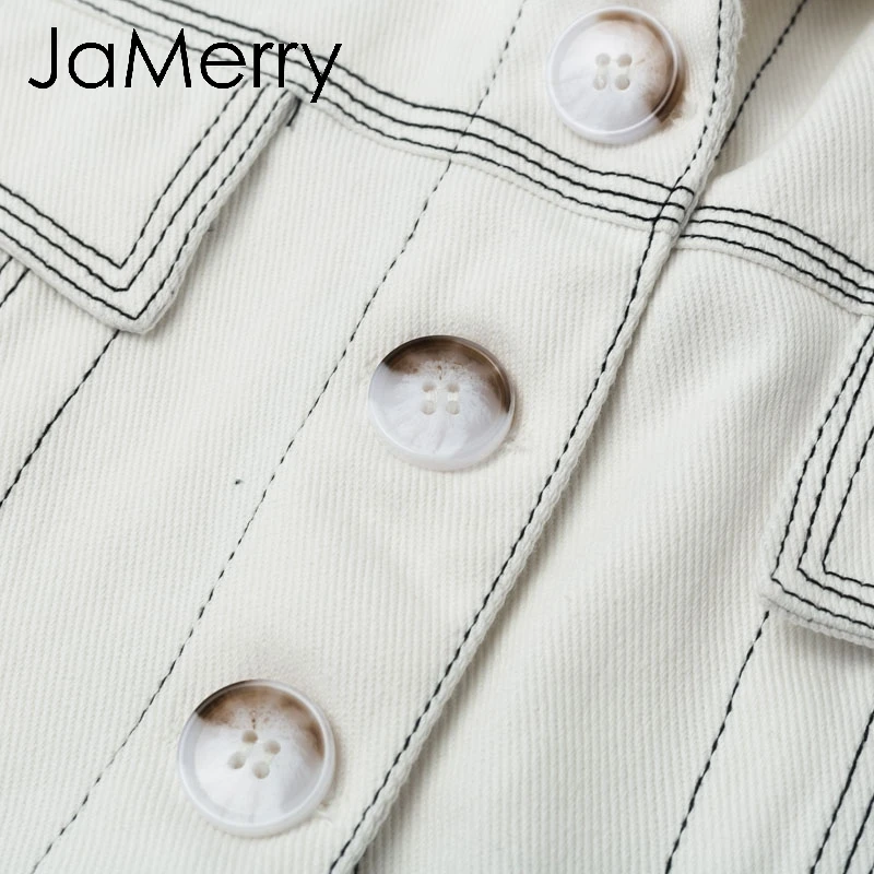 JaMerry винтажная элегантная Хлопковая женская куртка на пуговицах с длинным рукавом, осенняя повседневная женская верхняя одежда, пальто с высокой талией, офисное Женское пальто