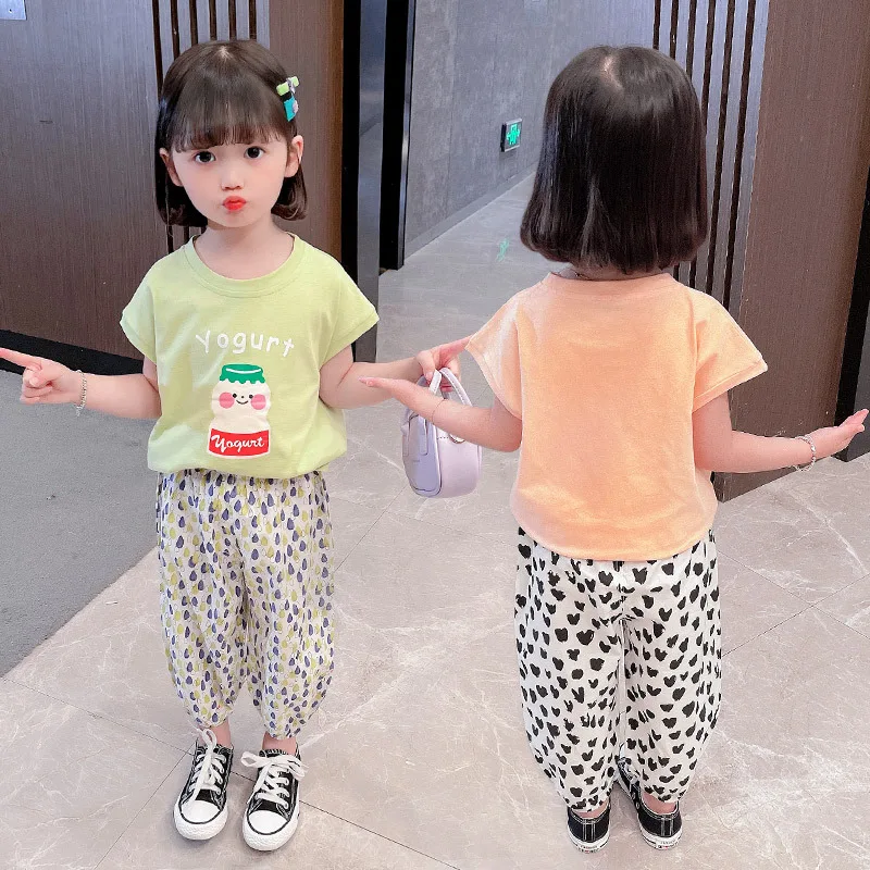 

Female Baby Short-sleeved Suit 2021 Summer New Korean Version of Children's Thin Two-piece Baby Summer Children's Clothing