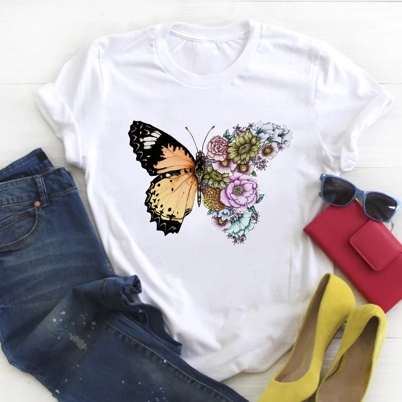 

Women Watercolor Skull Flower Print Short Sleeve Ladies Summer T Tee Female Top Shirt Clothes Tshirt Womens Graphic T-shirt
