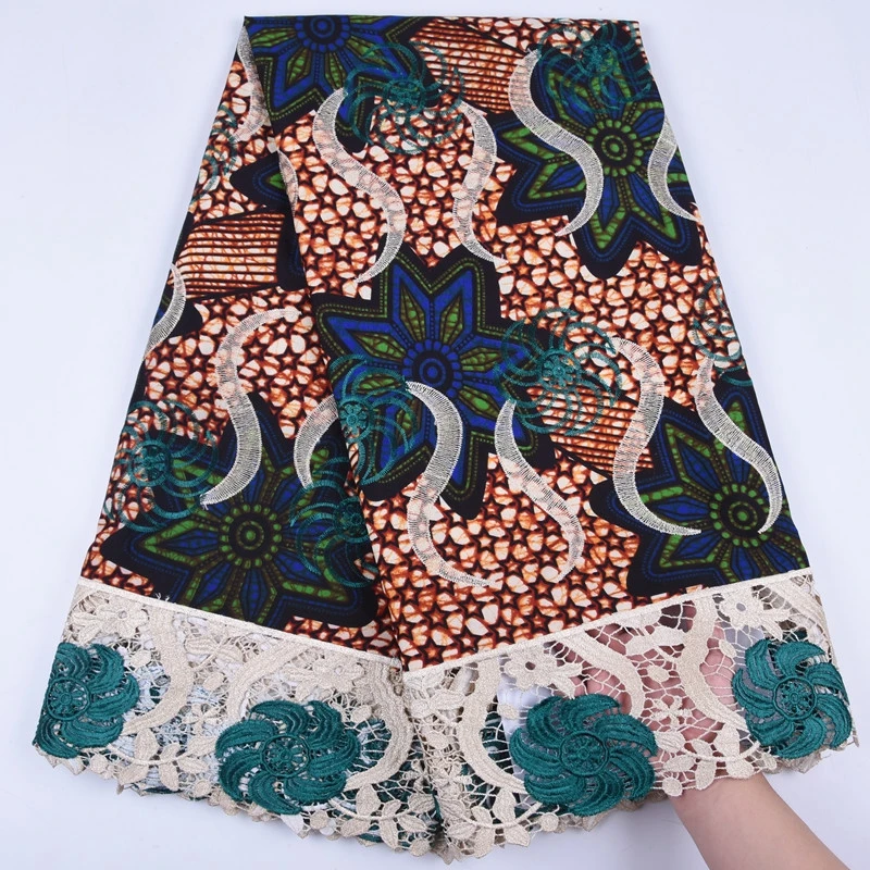 As Picture New Nigerian Printing Styles Wax Guipure Lace Fabric Embroidered Material Wax Cord Lace Fabric A1295 - Цвет: As Picture