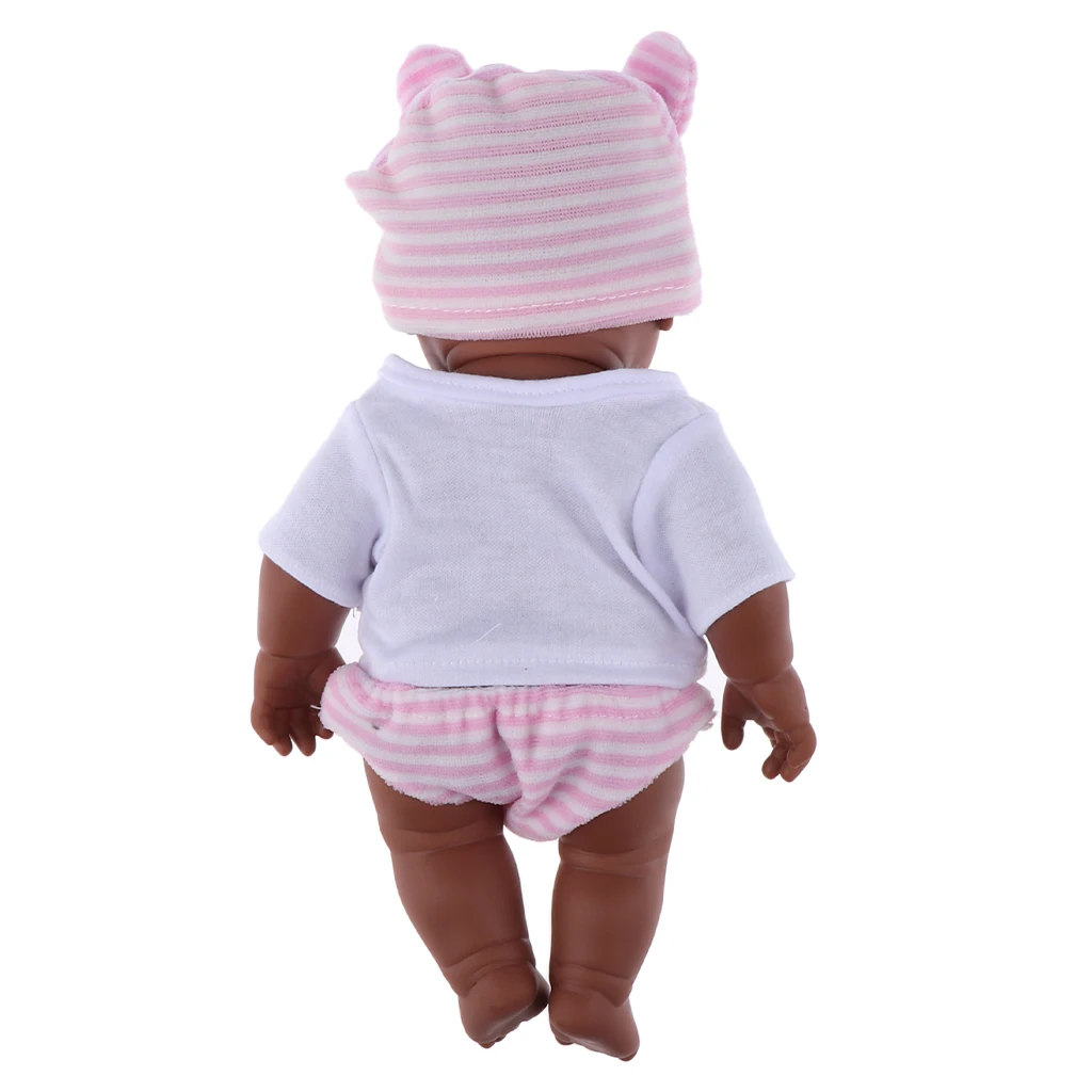 

12'' Lifelike Baby Doll African Baby Cute Soft Vinyl Newborn Doll Toy Pink