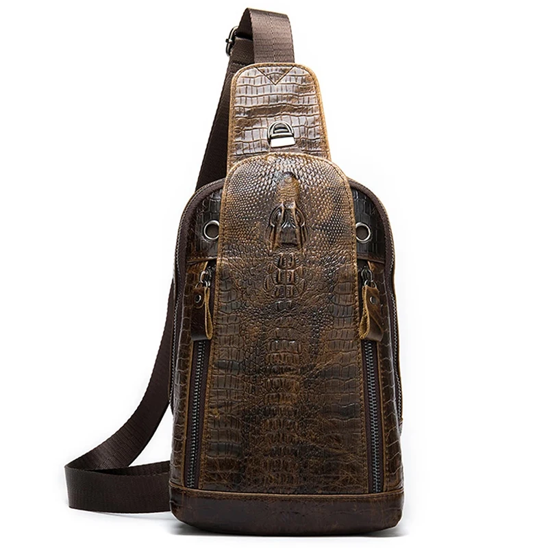 

Luufan Croco Designer Sling Crossbody Backpack Shoulder Bag For Men Chest Pack For Travel Outdoor Sling Bags For Hiking Walking