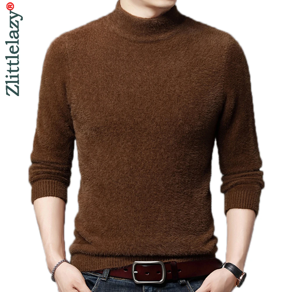 

2022 Casual Knitted Thick Mink Sweater Men Pullover Clothing Fashion Solid Clothes Knit Winter Warm Mens Sweaters Pullovers 9058