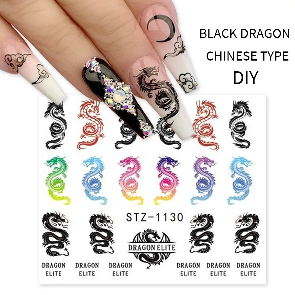 

1 Pcs 3D Chinese Dragon Nail Art Sticker Red Gold New Year Design Colorful Adhesive Tip DIY Manicure Art Decoration Decals