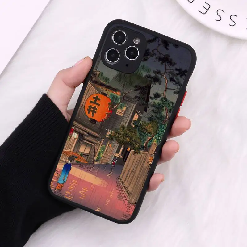 

Japanese Style Art Japan Phone Case Matte Transparent For iPhone 12 Mini 11 Pro XR XS Max 7 8 Plus