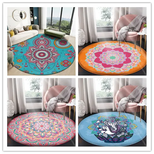 Пушистый фланелевый круглый ковер в стиле мандалы ковры для гостиной