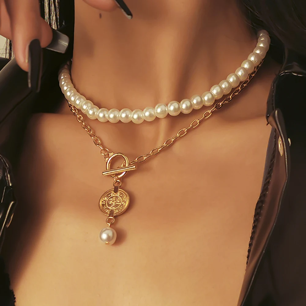 Винтажное ожерелье из искусственного жемчуга в стиле барокко 2 шт./компл. женское