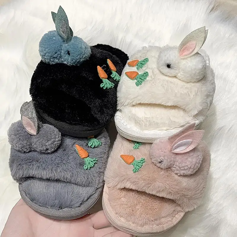 

2022, Мультяшные плюшевые бриллианты, красивые меховые тапочки для девочек, домашняя плоская теплая плюшевая обувь, однотонные домашние женс...