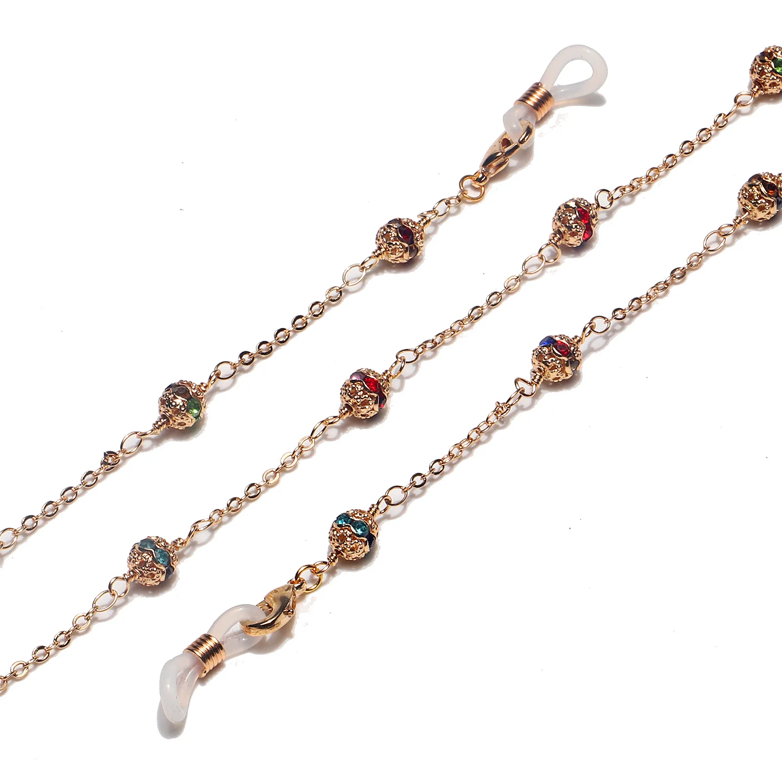 

2021 Chic Fashion Colorful Crystal Glasses Chain Mask Lanyards For Women Retro Metal Sunglasses Chains Reading Eyewear Holder