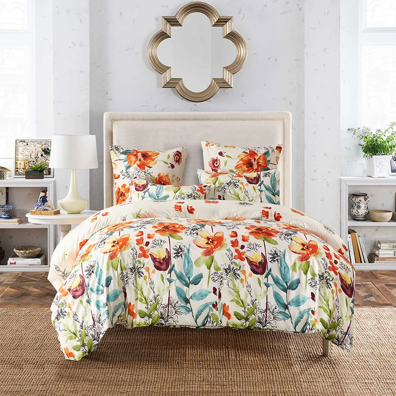 

2pcs 3pcs Floral Printed Duvet Cover Set Duvet Cover With Pillowcases Without Filler Without Sheet Polyester Twin Queen King
