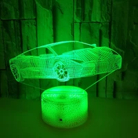 baby night light acrylic 3d illusion lamp sports car nightlight smart phone 16 color remote contal table lamp for kids child gif