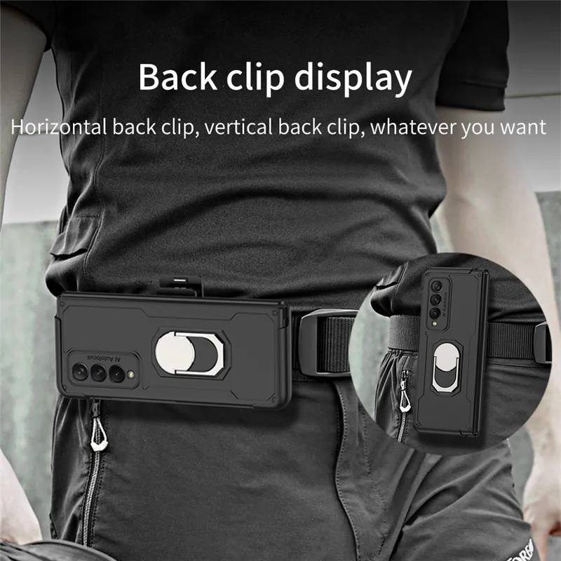 Armor Back Cilp Phone Case for Samsung Galaxy Z Fold 3 5G Anti-fall Protective Folding Cases Cover Accessories with Holder | Мобильные