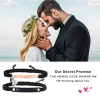 vnox attractive heart his and hers handmade rope braided couple bracelets for women mencustom matching set gifts for lover