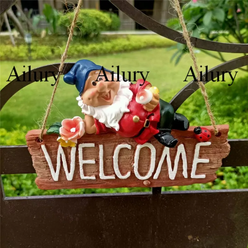 

Resin Welcome Dwarf, American Country Decoration,Succulent Hanging Ornaments Villa Outdoor