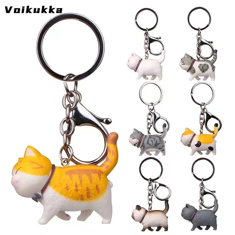 

Voikukka Jewelry 9 Models Cute Chubby Cat Bag Pendant Lovely Car Key Keychain Charms For Ladies Men Women Gifts Accessories